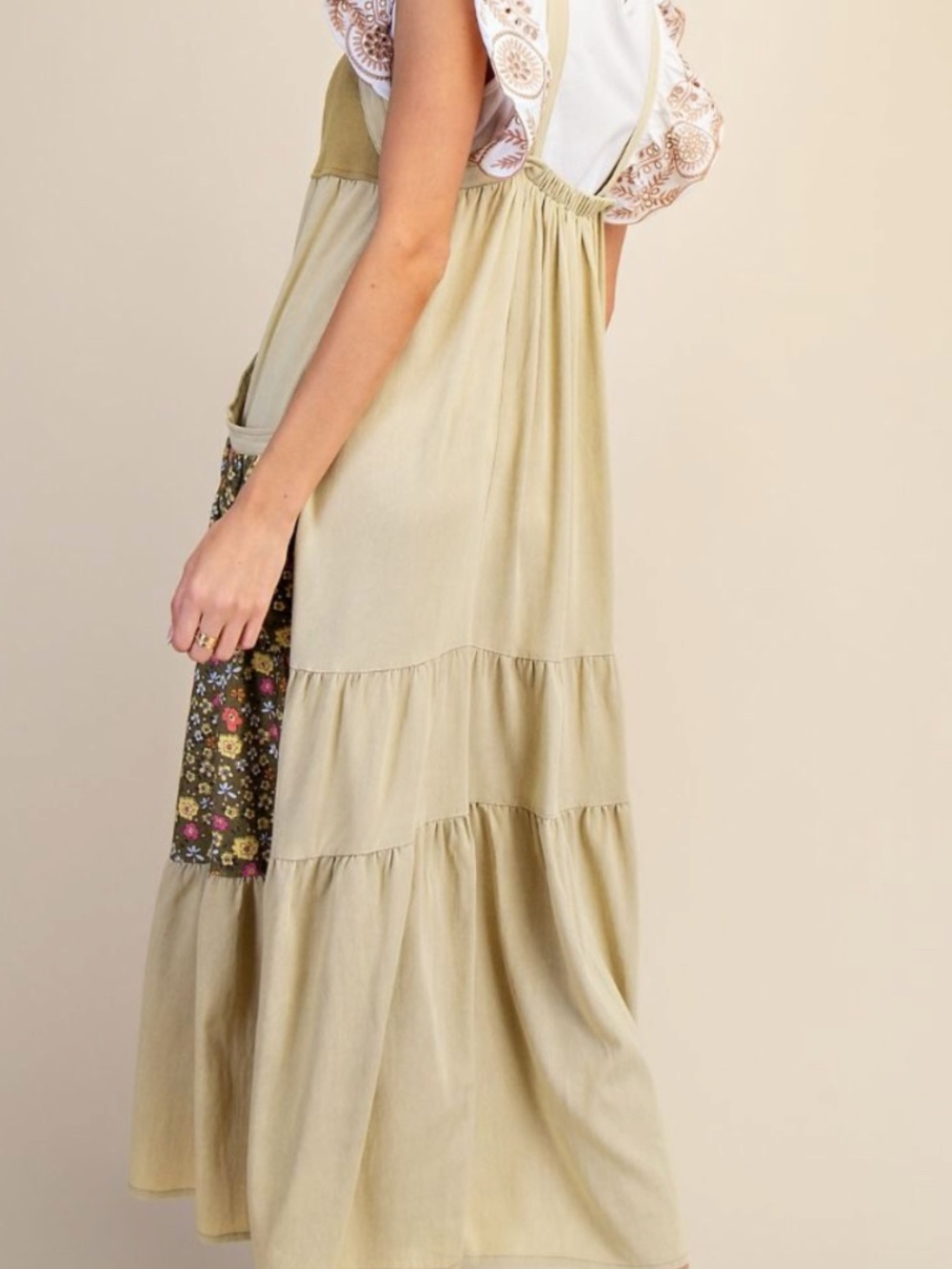 Easel Floral Print Pockets Jumper Maxi Dress - Picture 2 of 5
